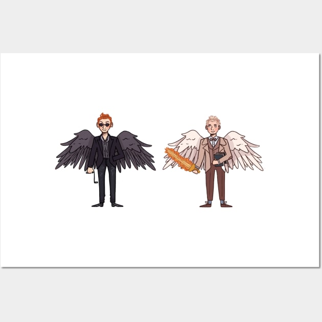 Ineffable Husbands: Aziraphale and Crowley Wall Art by misnamedplants